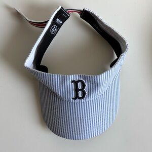 MLB Boston “B” Seersucker Striped Visor – ’47 Brand (OSFA)